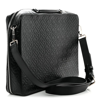 Burberry Calfskin Embossed TB Triple Stud Briefcase Black 3 of 10