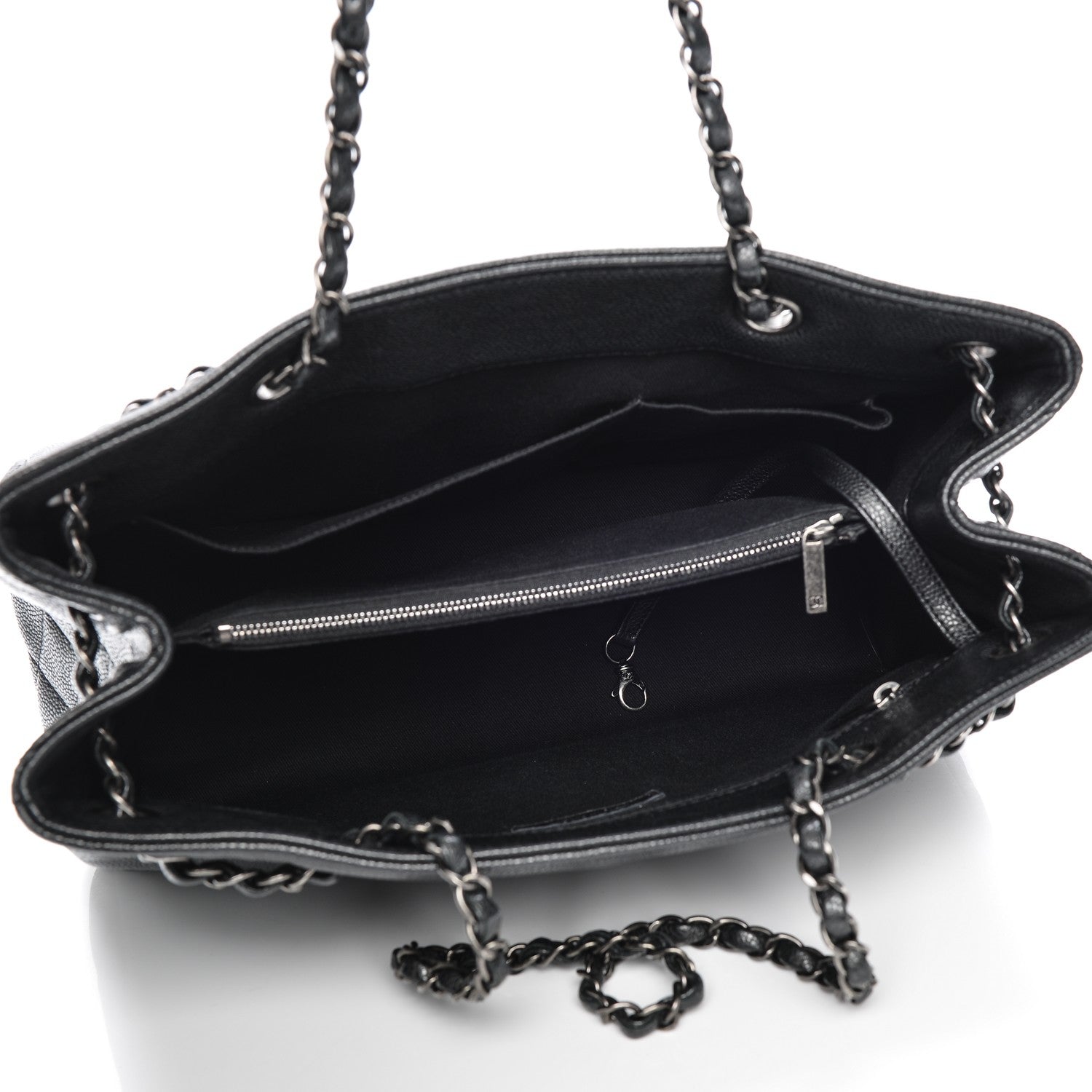 Chanel Metallic Grained Calfskin Woven Chain Shopping Bag Black 5 of 7