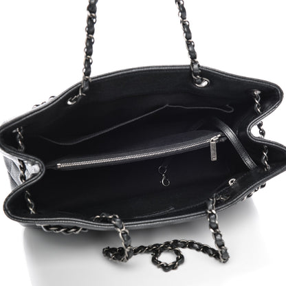Chanel Metallic Grained Calfskin Woven Chain Shopping Bag Black 5 of 7