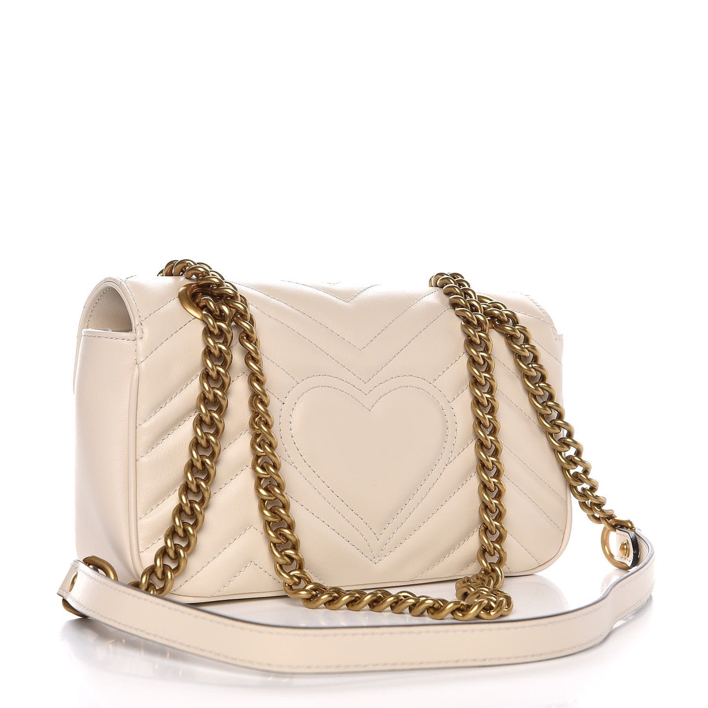 Calfskin Matelasse Mini GG Marmont Shoulder Bag White