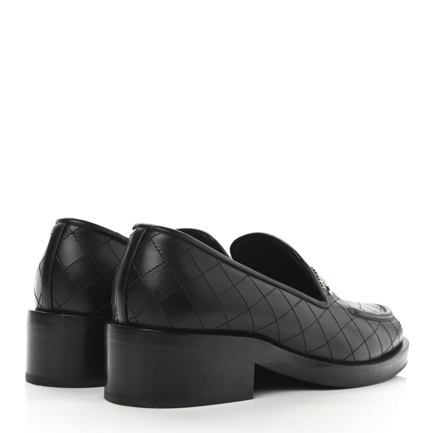 Calfskin Stitched CC Loafers 38 Black