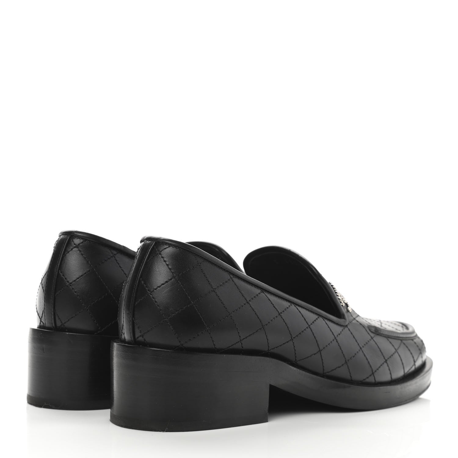 Chanel Calfskin Stitched CC Loafers 38 Black 4 of 12