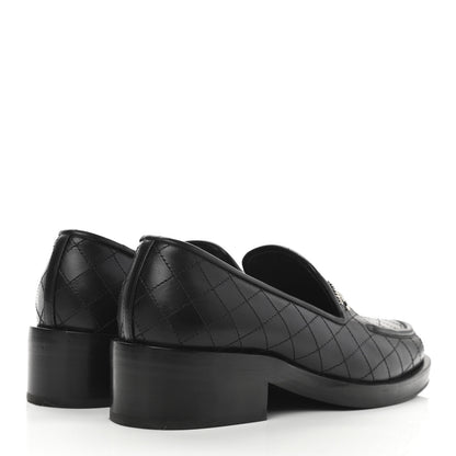 Chanel Calfskin Stitched CC Loafers 38 Black 4 of 12