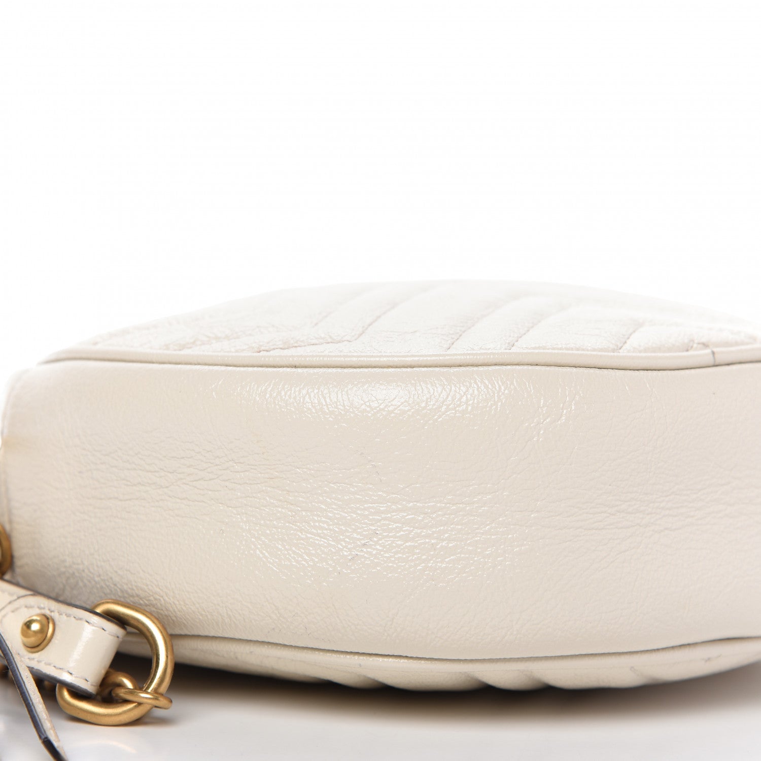 Gucci Calfskin Matelasse Mini GG Marmont Round Shoulder Bag White 6 of 9