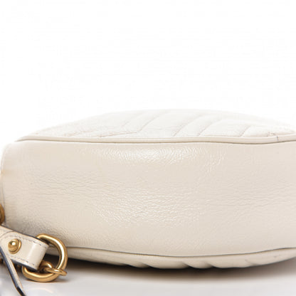 Gucci Calfskin Matelasse Mini GG Marmont Round Shoulder Bag White 6 of 9