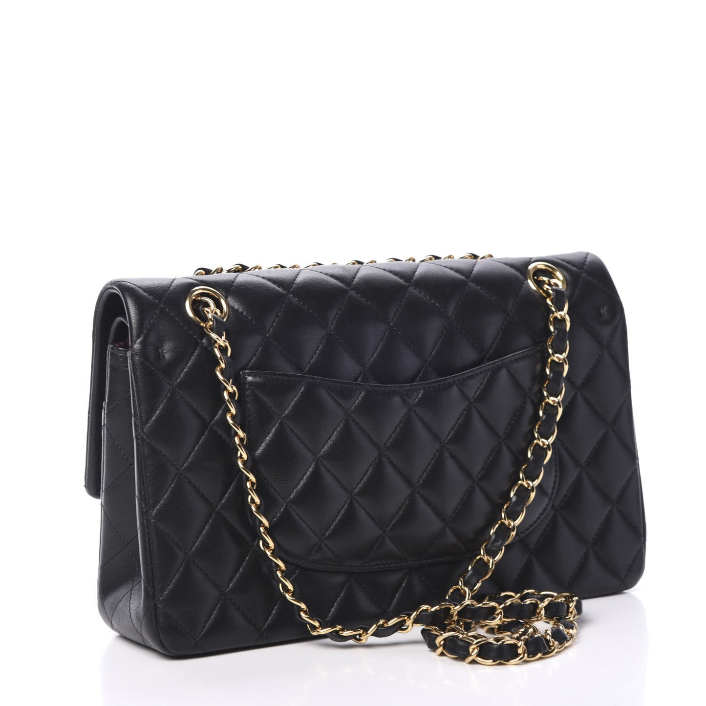 Lambskin Quilted Medium Double Flap Black
