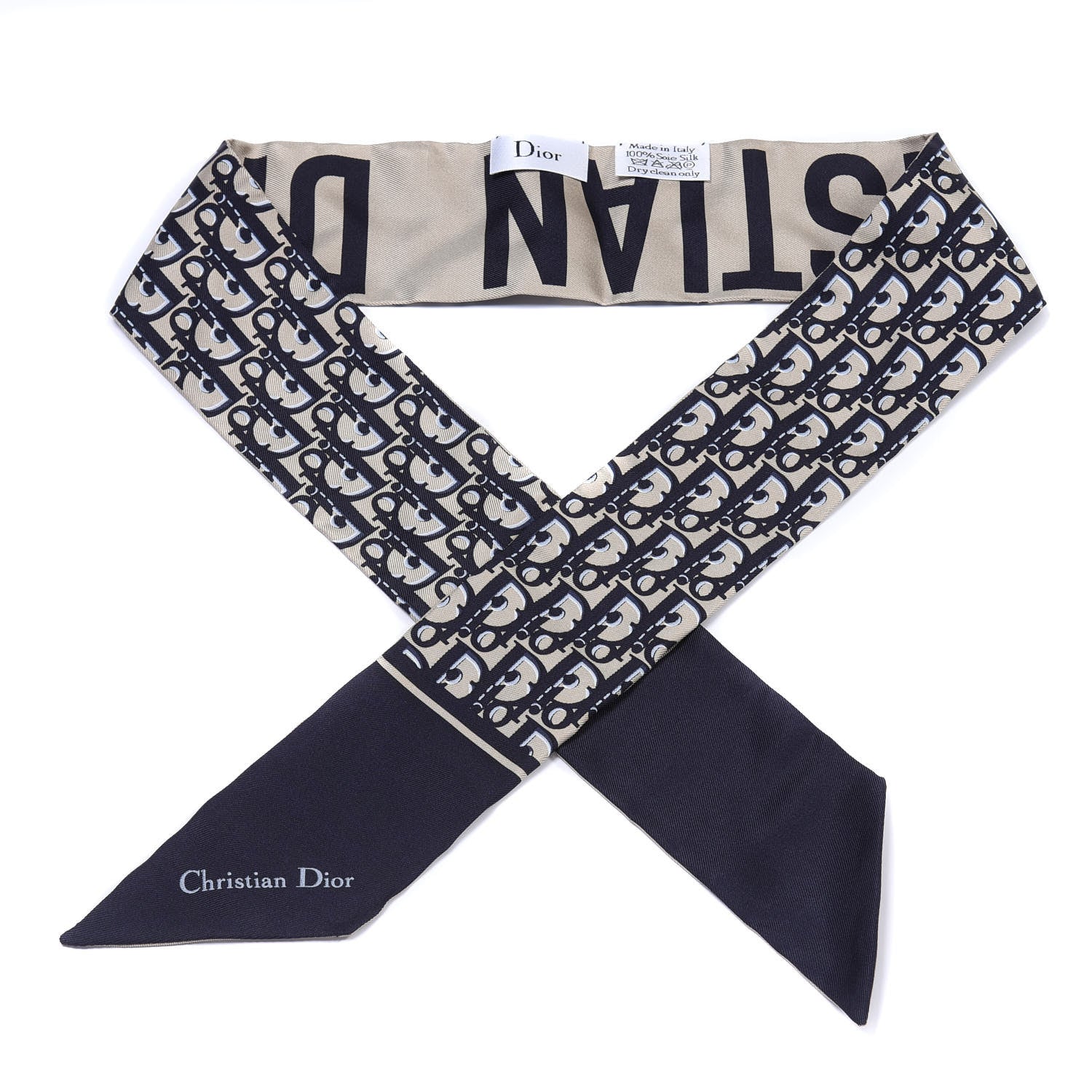 Christian Dior Silk Oblique Mitzah Scarf Blue 1 of 3