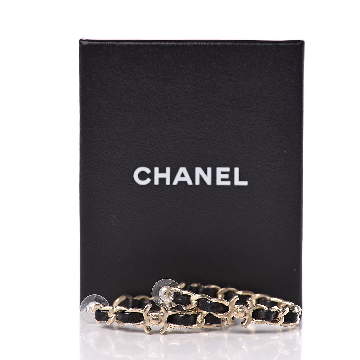 Chanel Lambskin Pearl More Is More CC Chain Hoop Earrings Gold Black 4 of 4