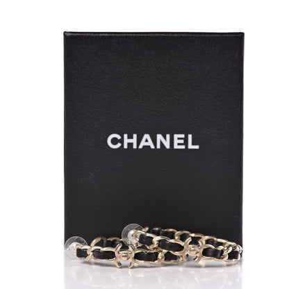 Chanel Lambskin Pearl More Is More CC Chain Hoop Earrings Gold Black 4 of 4
