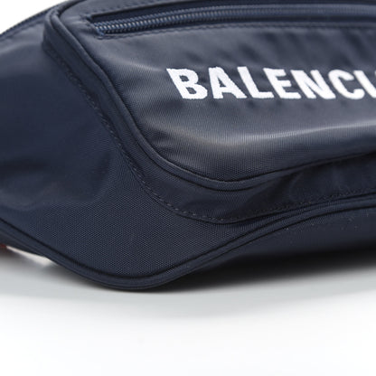 Balenciaga Sport Nylon Logo Embroidered Wheel Beltpack Navy Blue Red 9 of 11