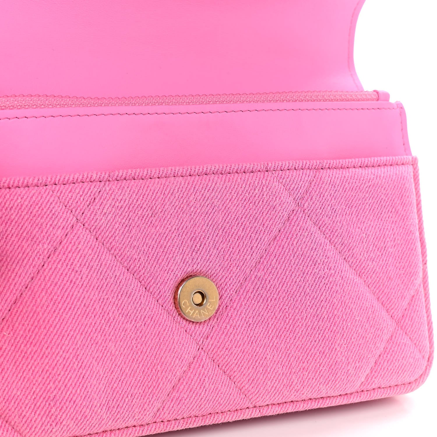 Chanel Denim Quilted Chanel 19 Wallet On Chain WOC Neon Pink 13 of 14
