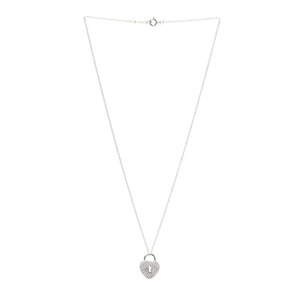 Tiffany Platinum Diamond Small Heart Lock Pendant Necklace 3 of 5