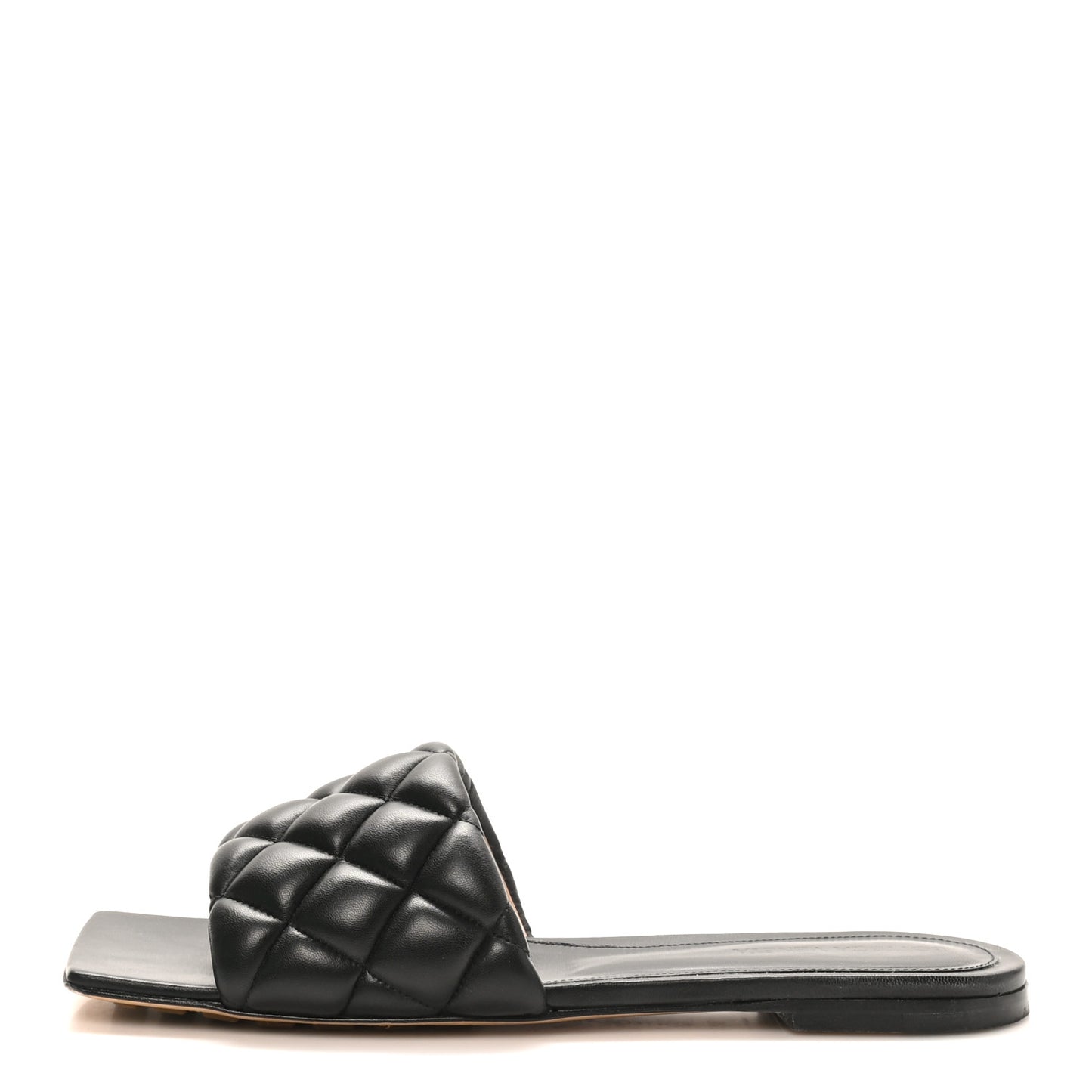 Nappa Matelasse Padded Flat Sandals 38.5 Black