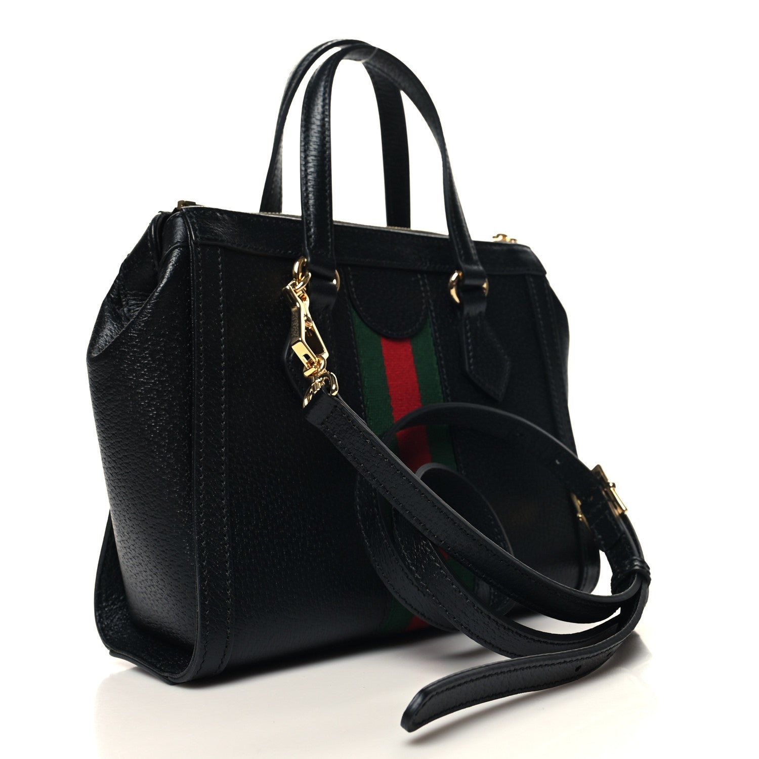 Gucci Textured Calfskin Web Small Ophidia Tote Bag Black 3 of 10