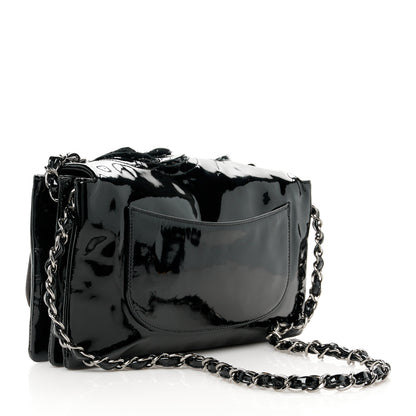 Chanel Patent Tweed Camellia Petals Large Flap Black 3 of 14