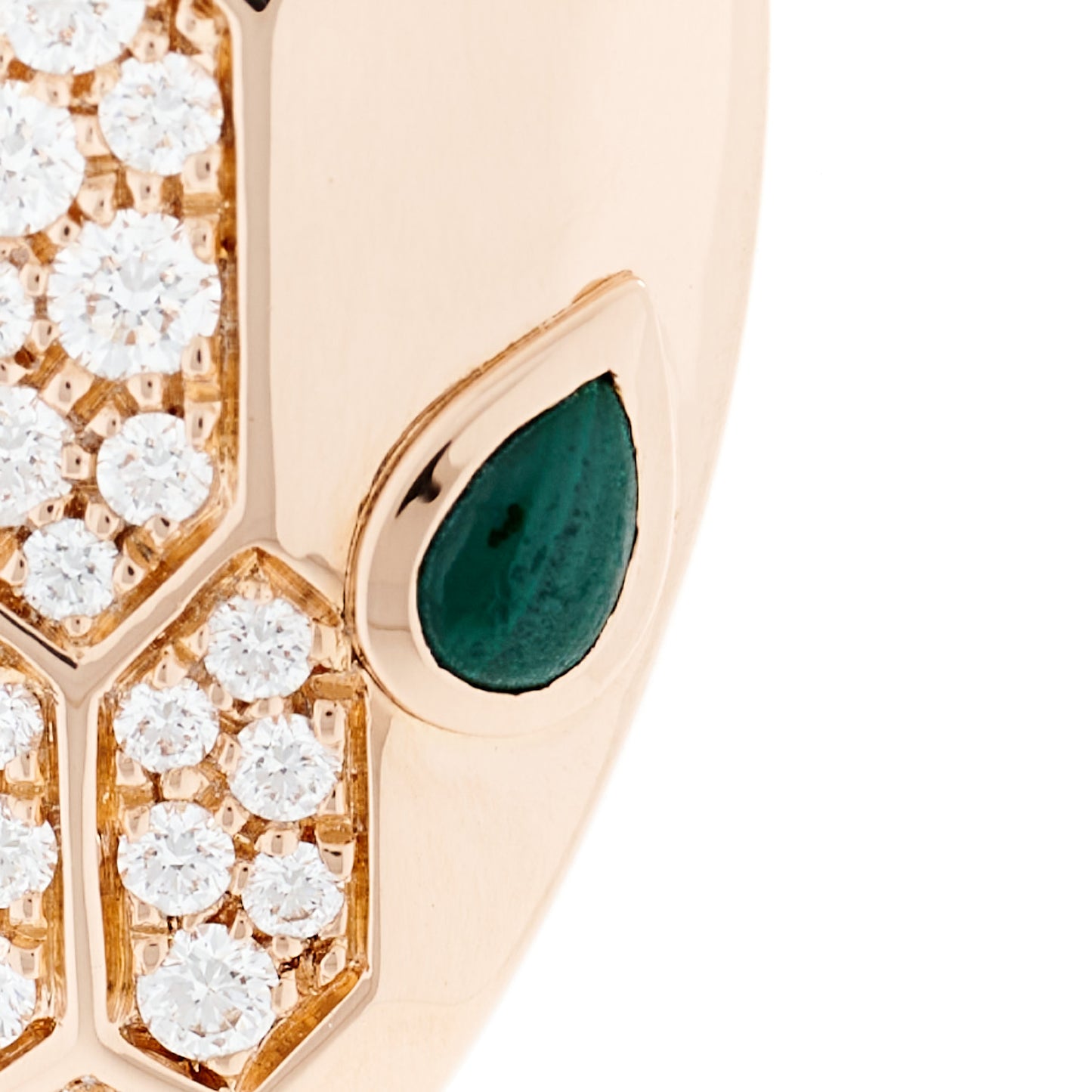 18K Rose Gold Diamond Malachite Serpenti Seduttori Pendant Necklace