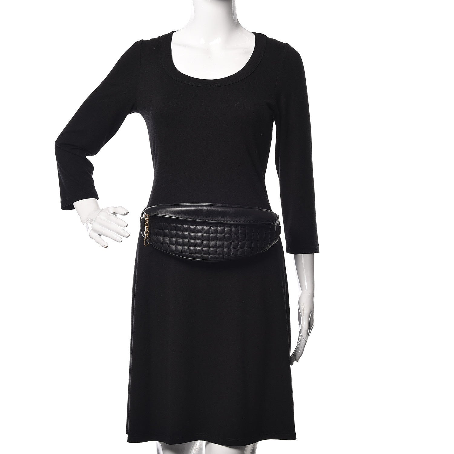 Celine Calfskin Quilted C Charm Belt Bag Black 2 of 9