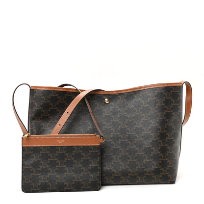 Celine Triomphe Canvas Calfskin Shopper Tote Tan 3 of 10