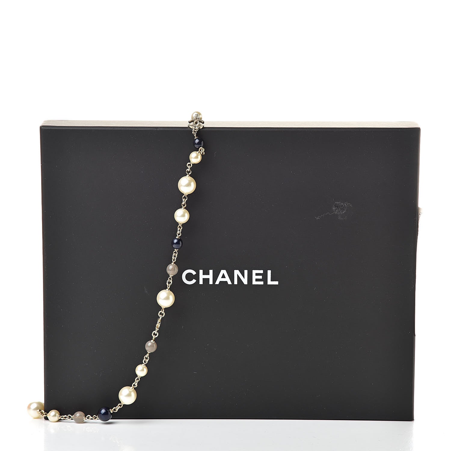 Chanel Baroque Pearl Bead Enamel CC Long Necklace Navy Gold 5 of 5