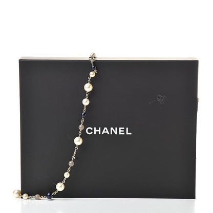 Chanel Baroque Pearl Bead Enamel CC Long Necklace Navy Gold 5 of 5