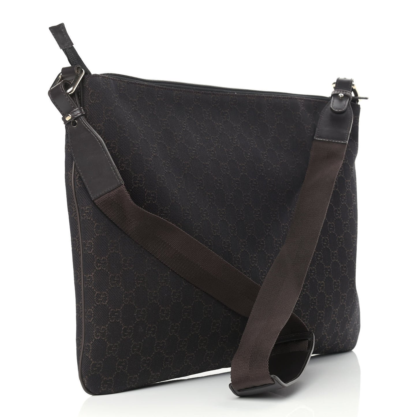 Denim Monogram Messenger Bag Dark Brown