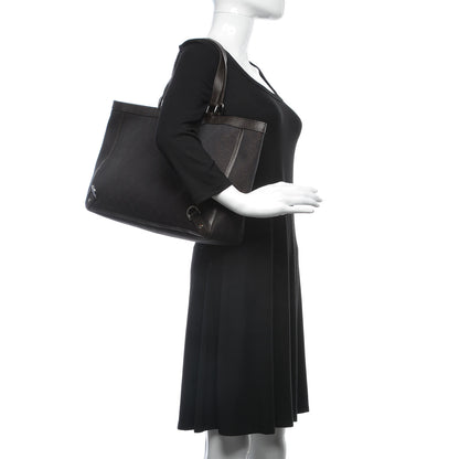 Gucci Denim Monogram Large Abbey Tote Dark Brown 2 of 10