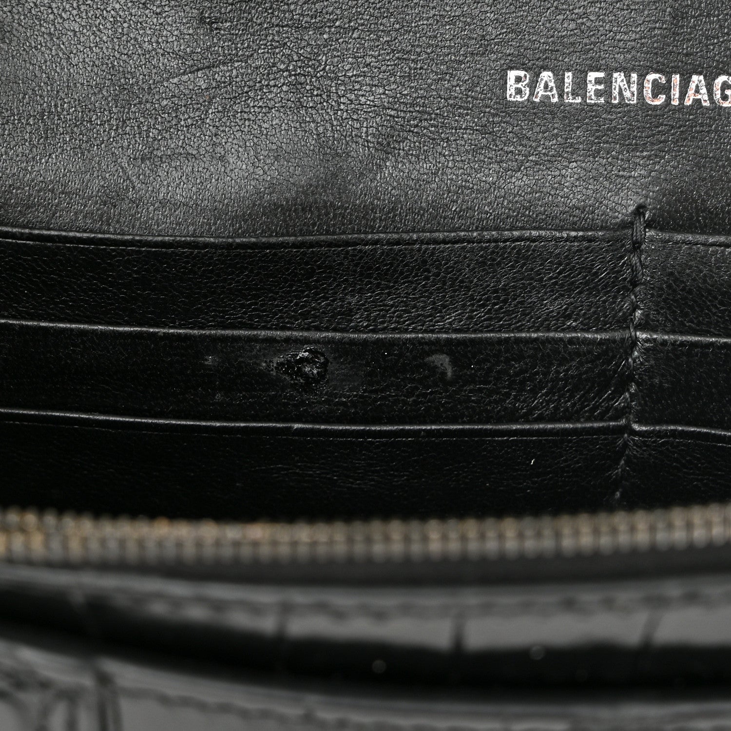 Balenciaga Shiny Calfskin Monochrome Crocodile Embossed Hourglass Chain Bag Black 13 of 13