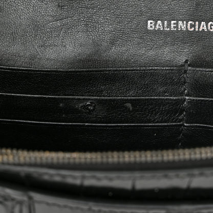 Balenciaga Shiny Calfskin Monochrome Crocodile Embossed Hourglass Chain Bag Black 13 of 13