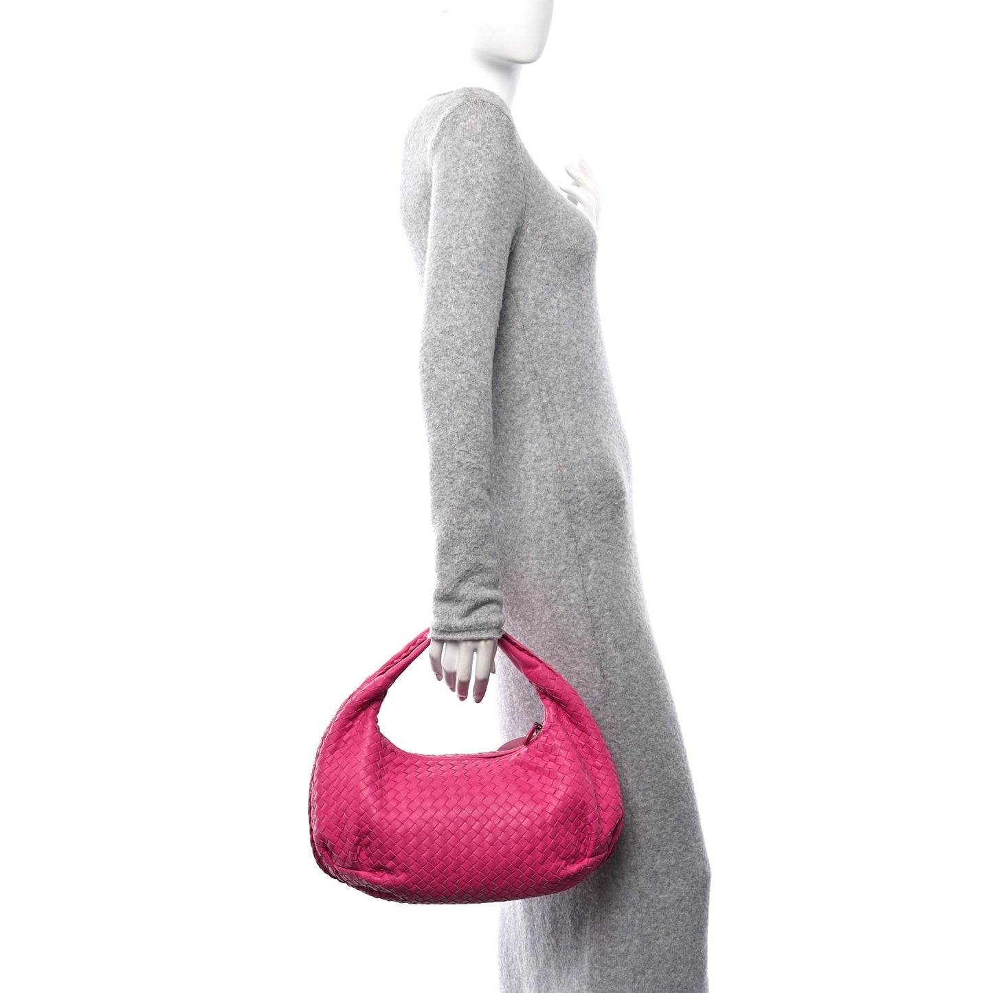 Nappa Intrecciato Medium Veneta Hobo Fuchsia