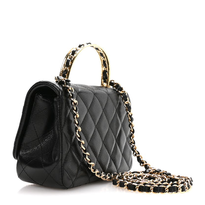 Chanel Caviar Quilted Metal Top Handle Mini Flap Black 3 of 11