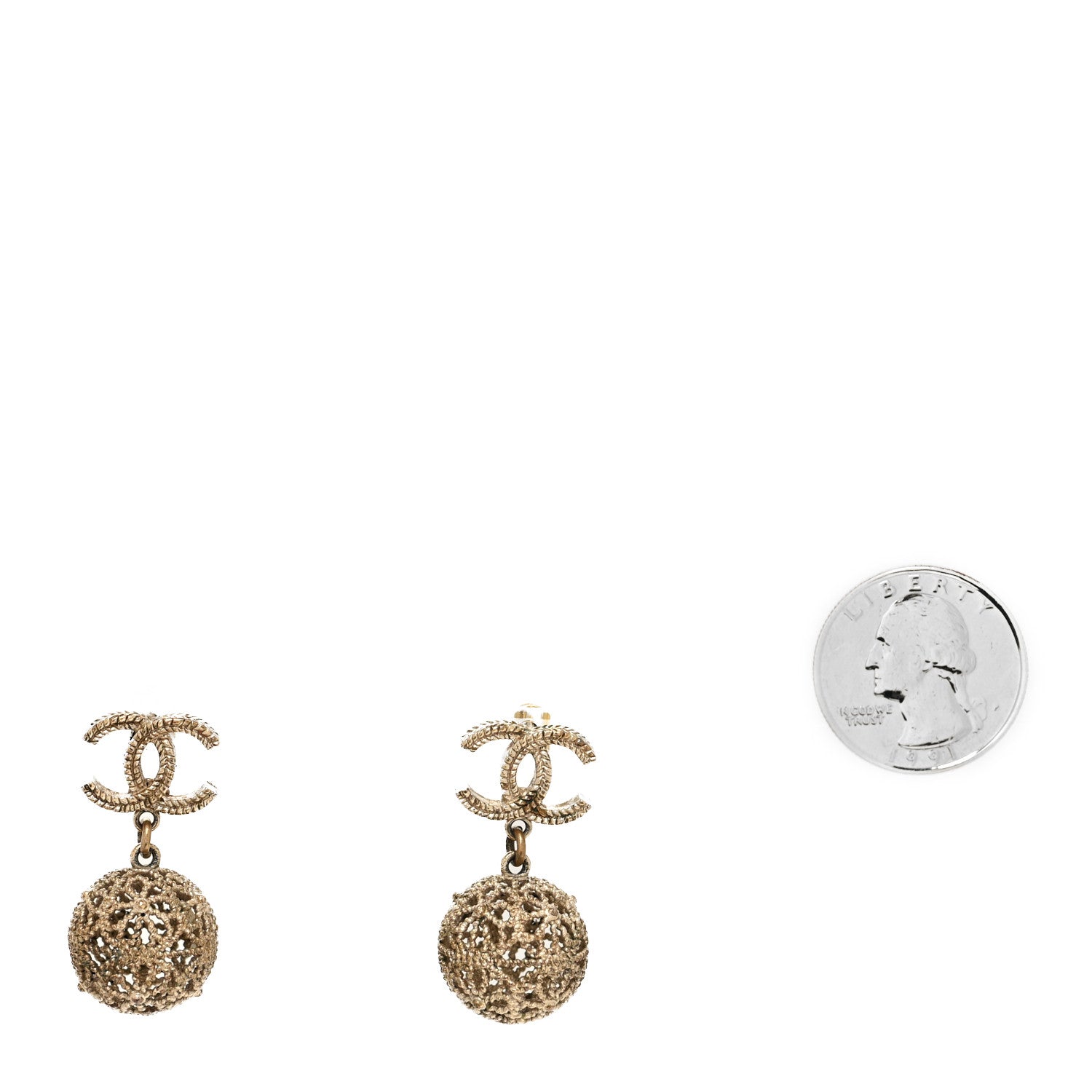 Chanel CC Cage Drop Earrings Gold 2 of 4