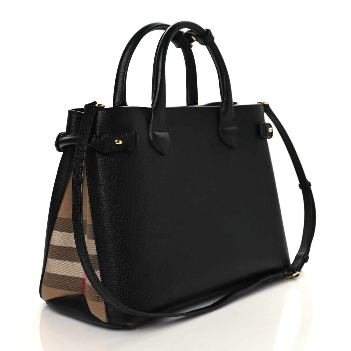 Derby Calfskin House Check Medium Banner Tote Black