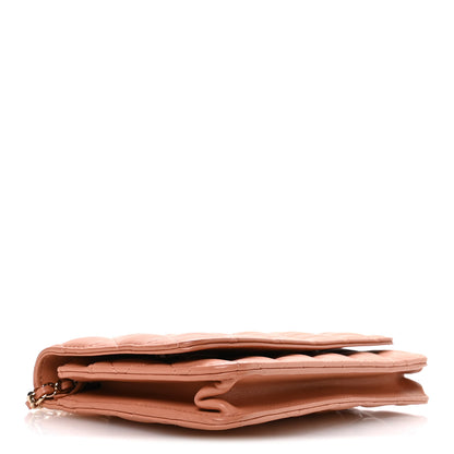 Chanel Lambskin Quilted Wallet on Chain WOC Salmon Pink 4 of 12