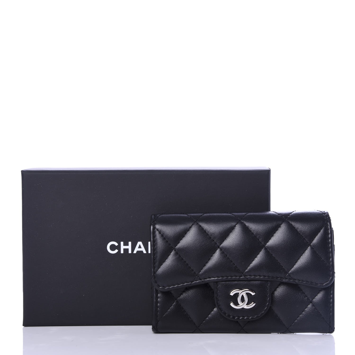 Chanel Lambskin Quilted Flap Card Holder Black 9 of 9