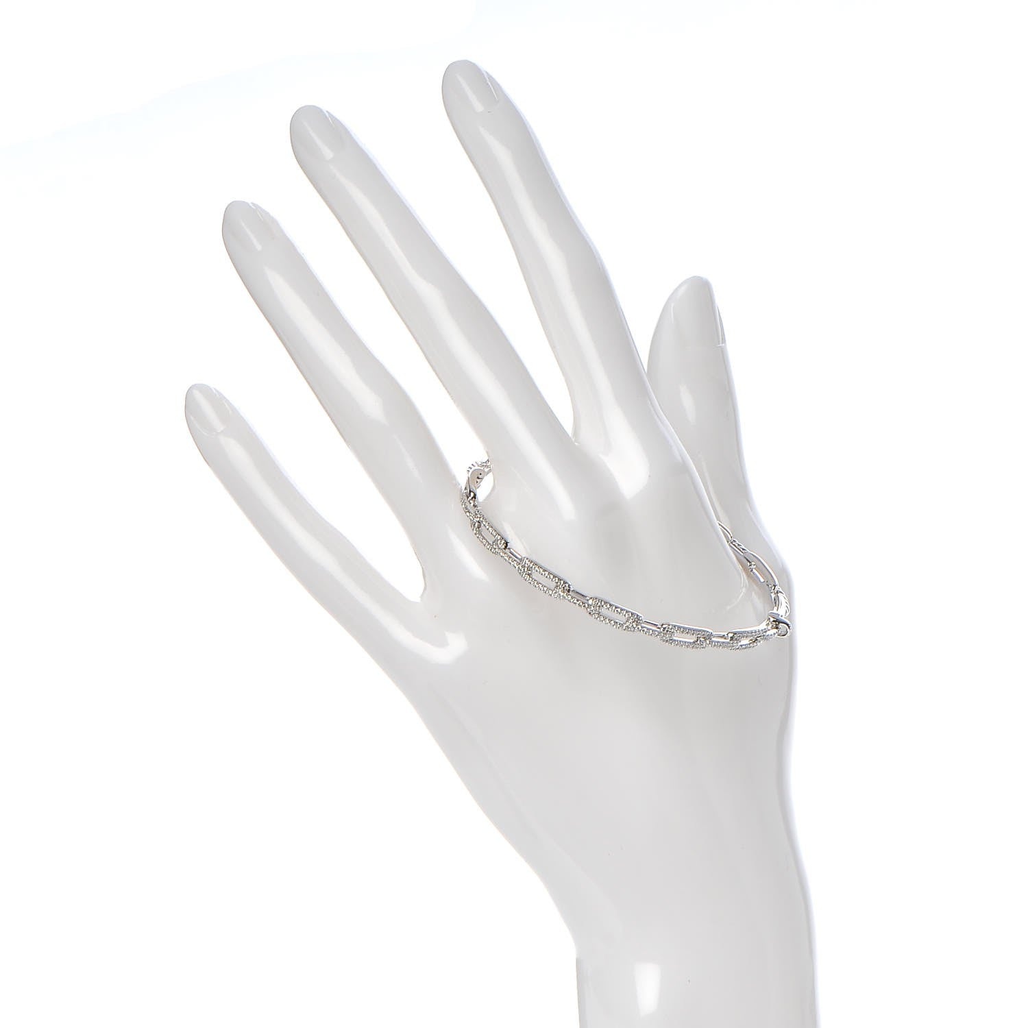 David Yurman 18K White Gold Diamond 4mm Stax Chain Link Bracelet 2 of 5