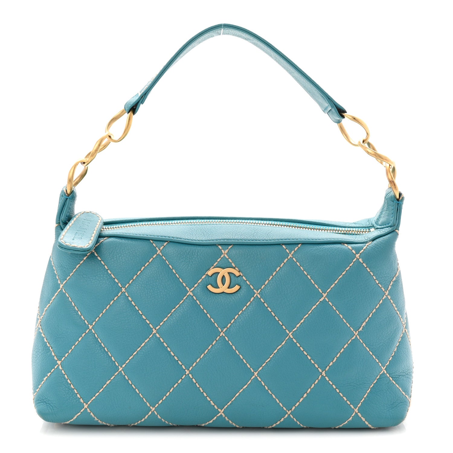 Chanel Calfskin Wild Stitch Surpique Hobo Blue 1 of 10