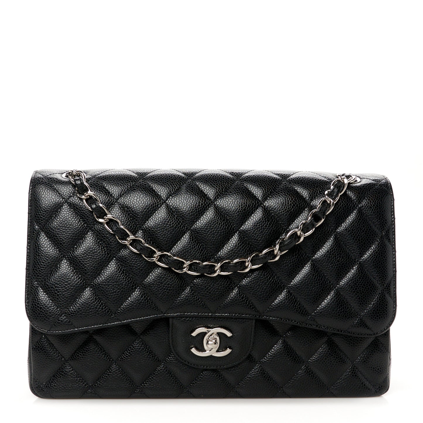 Caviar Quilted Jumbo Double Flap Black