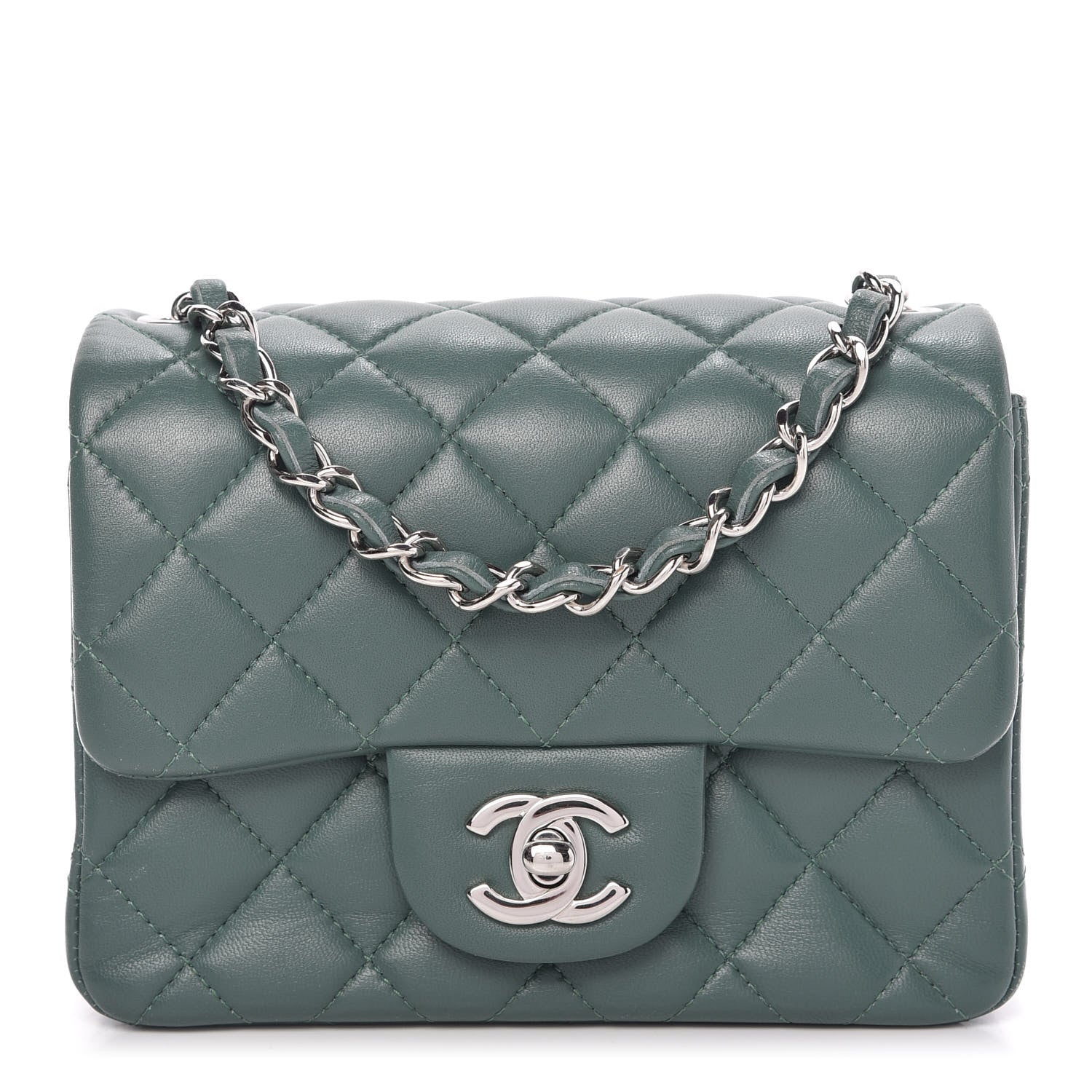 Chanel Lambskin Quilted Mini Square Flap Green 1 of 10