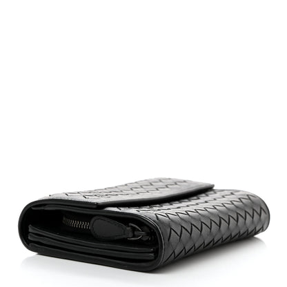 Bottega Veneta Nappa Intrecciato Continental Compact Flap Wallet Black 4 of 7