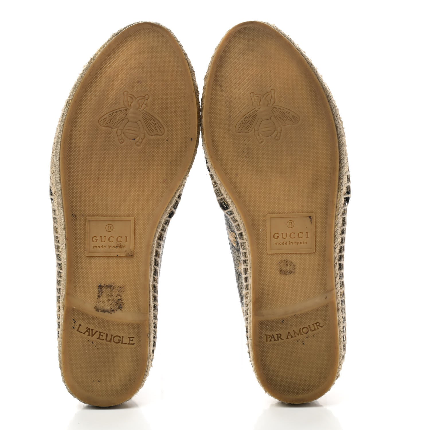 Gucci GG Supreme Monogram Bees Espadrille Flats 38 Beige Ebony Oro Black 5 of 15