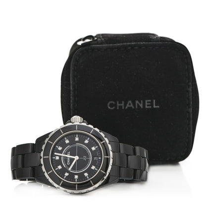 Chanel Stainless Steel Ceramic Diamond 38mm J12 Quartz Watch Black 5 of 5