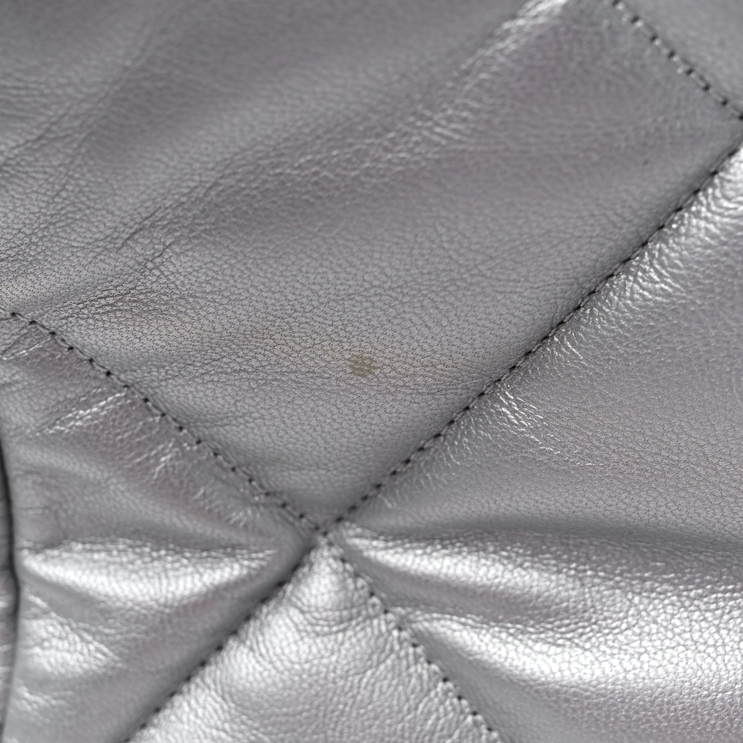 Metallic Goatskin Quilted Large Chanel 19 Flap Silver