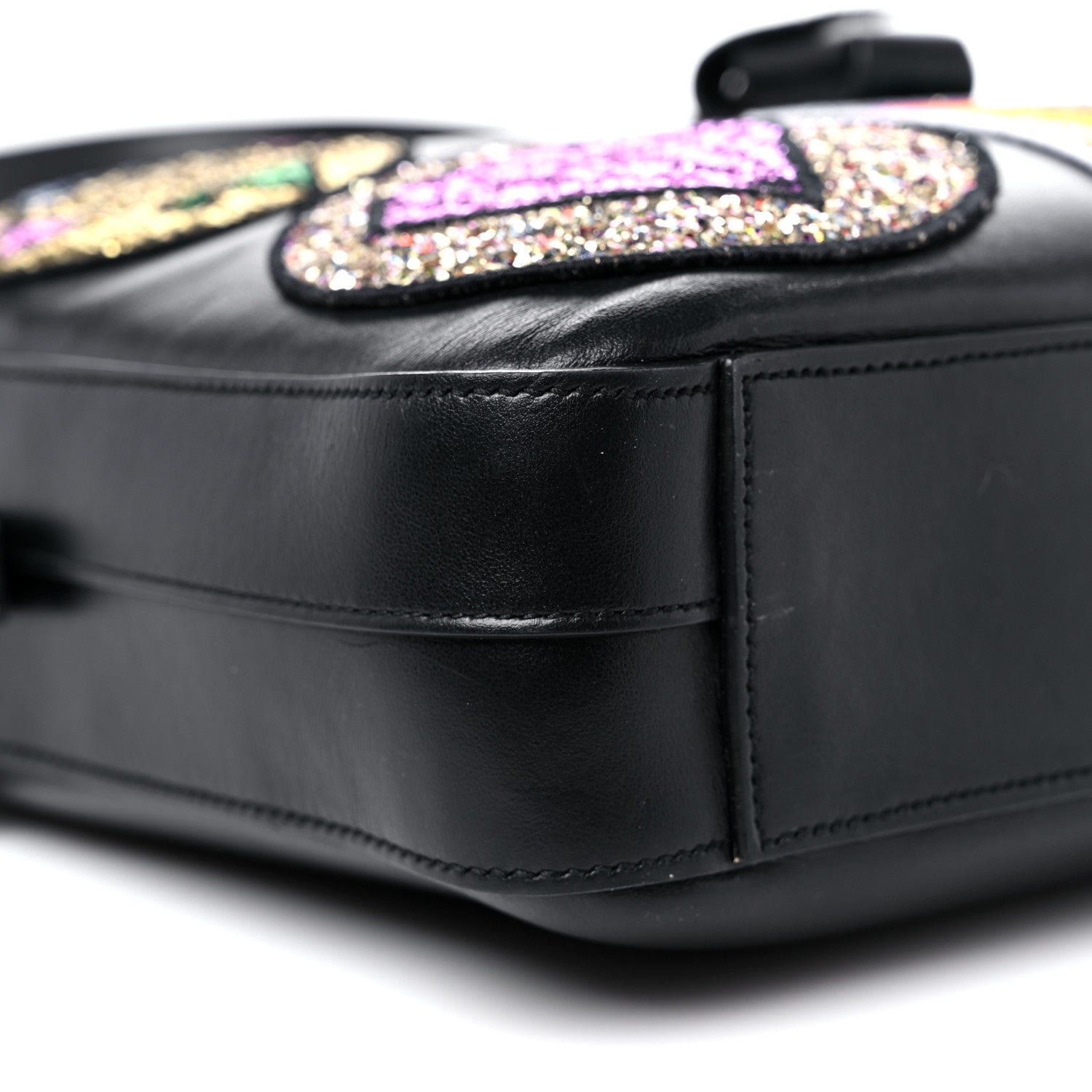 Saint Laurent Calfskin Patch Embellished Museum Flat Briefcase Black 7 of 16