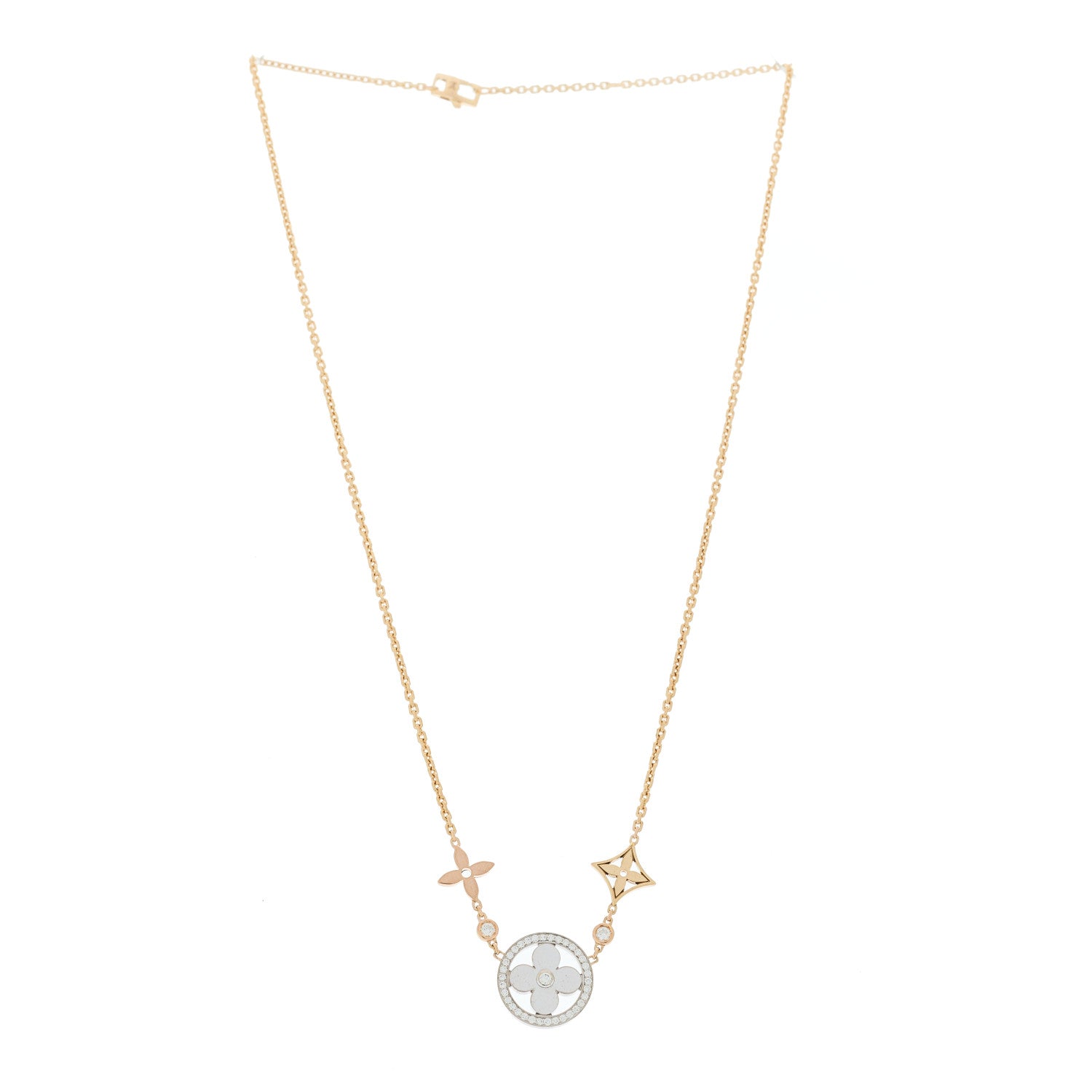 Louis Vuitton 18K Yellow White Rose Gold Diamond Idylle Blossom XL Pendant Necklace 3 of 5