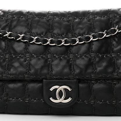 Chanel Lambskin Tweed Double Stitch Maxi Flap Black 8 of 16