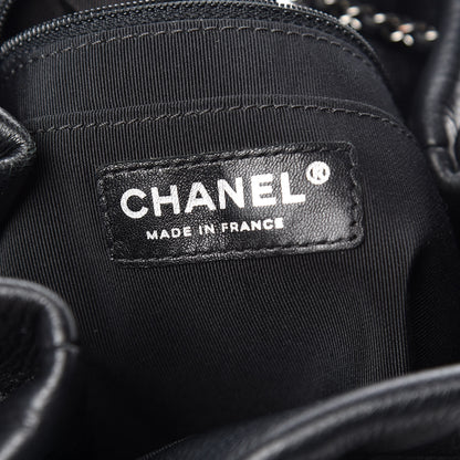Chanel Deerskin Chevron Small CC Chain Bucket Drawstring Bag Black 8 of 10
