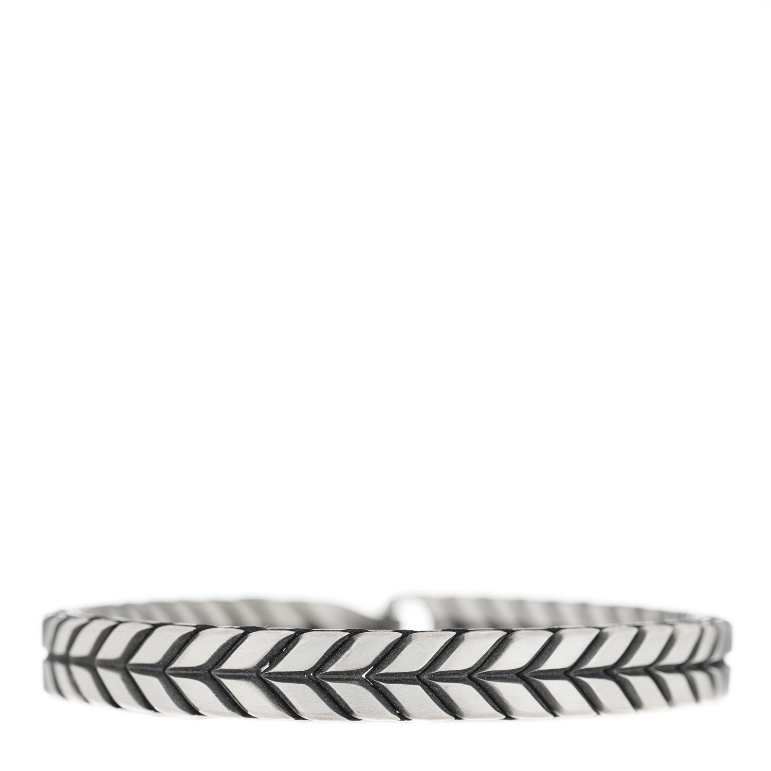 David Yurman Sterling Silver 7mm Chevron Woven Bracelet 1 of 4