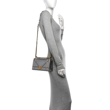 Christian Dior Metallic Patent Studded Small Diorama Flap Bag Silver 2 of 14