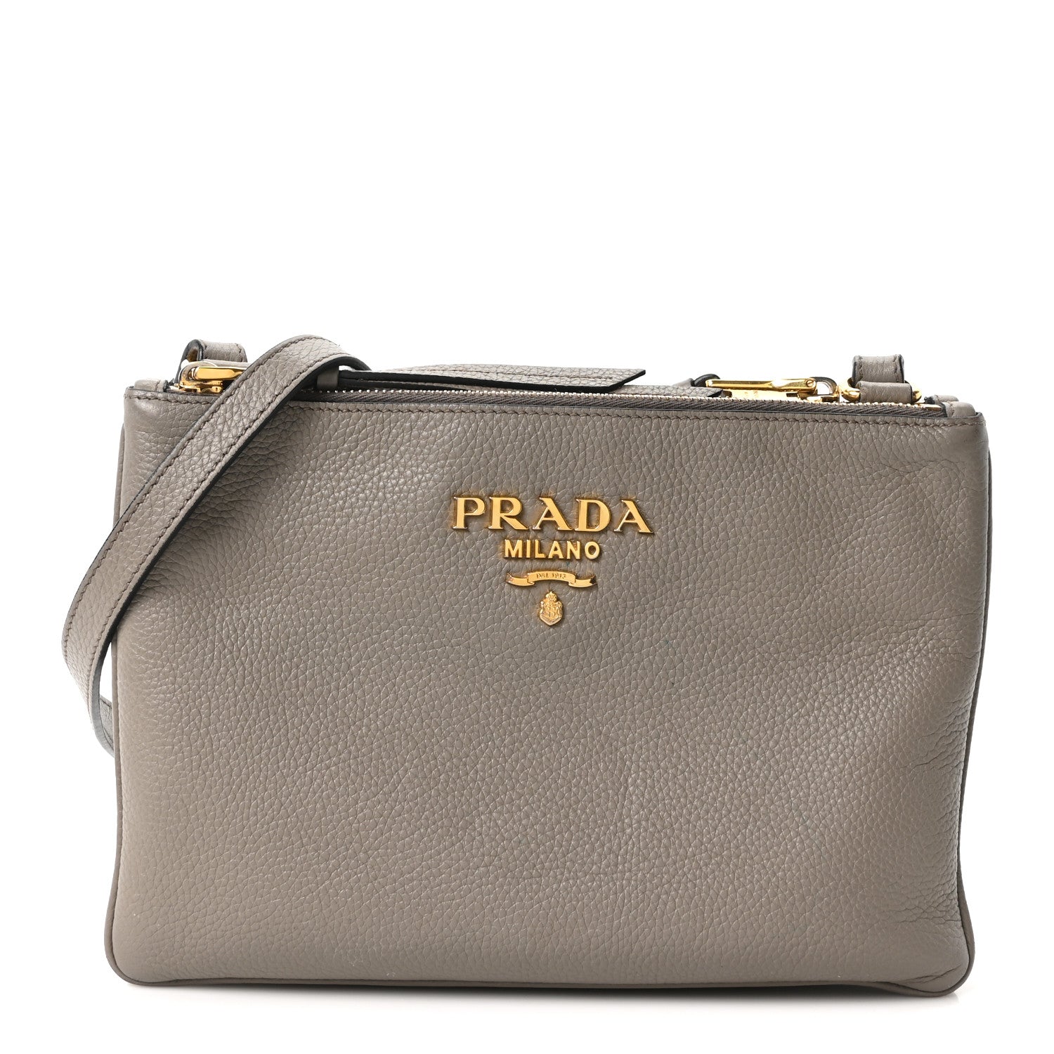 Prada Vitello Phenix Double Zip Crossbody Bag Argilla 1 of 9