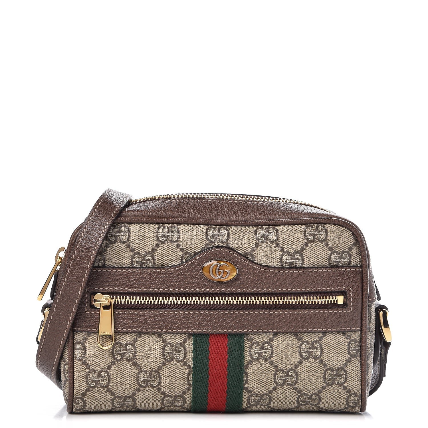 Gucci GG Supreme Monogram Web Mini Ophidia Shoulder Bag Brown 1 of 7